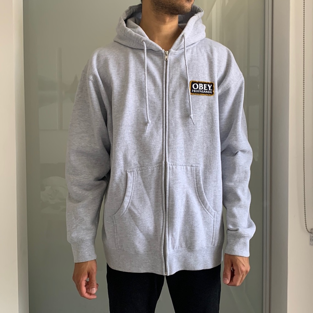Obey Zip-up Hoodie - Size Large